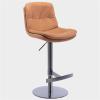 Adjustable Bars Chair with Back Counter Height Swivel Bar Stools,Kitchen Island Titanium Brushed Stainless Steel, Nappa Leather with Heavy Base,for Bar, Coffee Shop, Living Room (Brown Titan view 1