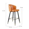 26'' Faux Leather Barstools Set of 2 Counter Height Bar Chairs, Upholstered Bar Stools, Gold Footrest Black Metal Legs, Leisure Counter Stools with Backrest and Footrest r : Orange (Or view 3