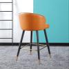 26'' Faux Leather Barstools Set of 2 Counter Height Bar Chairs, Upholstered Bar Stools, Gold Footrest Black Metal Legs, Leisure Counter Stools with Backrest and Footrest r : Orange (Or view 4