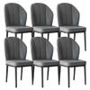 AYARNA Carbon Steel Legs Dining Chairs Set of 6,Water Proof PU Leather Side Chair Modern Kitchen Living Room Accent Chairs(Grigio,Black feet) view 1