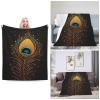 KHiry Fuzzy Throw Blanket for Living Room Peacock Feather Gold Throws Blanket Lightweight Blankets for Couch Micro Ultra-Soft Double Sided Fuzzy Blankets for All Season 40"x30" view 3