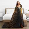 KHiry Fuzzy Throw Blanket for Living Room Peacock Feather Gold Throws Blanket Lightweight Blankets for Couch Micro Ultra-Soft Double Sided Fuzzy Blankets for All Season 40"x30" view 4