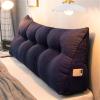 Full Size Triangular Headboard Pillow Queen Reading Pillow Bed Cushion Queen Cushion Headboard Backrest Pillow Neck and Lumbar Support for Dorm Sofa Bed,Denim Blue,W 120cm view 1
