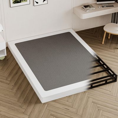 Seiugaga King Box Spring 4 Inch - Heavy Duty Box Spring Mattress Foundation Metal Bed Base with Fabric Cover, Noise Free Easy Assembly Non Slip 3000lbs Max