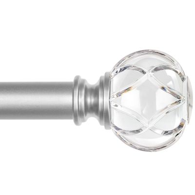 KAMANINA 1 Inch Curtain Rod for Windows 32 to 58 Inch(2.6 to 4.8 ft), Silver Telescoping Decorative Drapery Rods with Acrylic Crystal Finials for Living Room, Bedroom, Patio and Kitchen