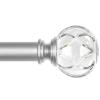 KAMANINA 1 Inch Curtain Rod for Windows 32 to 58 Inch(2.6 to 4.8 ft), Silver Telescoping Decorative Drapery Rods with Acrylic Crystal Finials for Living Room, Bedroom, Patio and Kitchen view 1