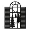 SIGNLEADER Metal Wall Art Decor Pine Trees Window Shutter Modern Abstract Wall Sculpture Hangings Home Decoration for Living Room, Bedroom, Bathroom, Kitchen, Outdoor - 36" Black view 2