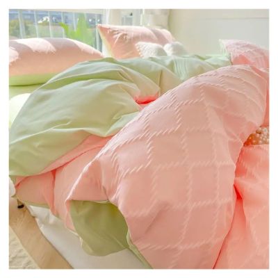 QuKan Bed, Bedding Sets Bed Sheets Four-Piece Bedding Three-Piece Light Luxury Solid Colour Bedroom Four-Piece Set