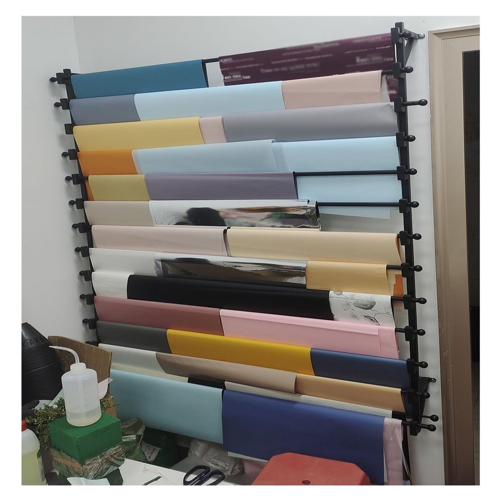 Ribbon Storage Stand Holder Organizers Flower Store/Gift Shop Wrapping Paper Organizer Wall Mount, Heavy Duty Steel Ribbon Silk Scarf Towel Rack Holder, Large Capacity ( Size : 135x20x120cm )