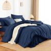 HIMEET Full Size Comforter Sets - 7 Pieces Navy Bed in a Bag, Soft Lightweight Bedding Set, All Season Bed Set with Comforter, Flat Sheet, Fitted Sheet, Pillowcases & Pillow Shams view 3