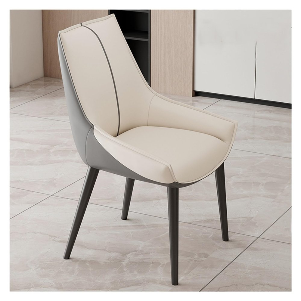 WIGSELBL Upholstered Dining Chairs Faux Leather Accent Chair Living Room Chairs Kitchen & Dining Room Chairs Comfy Reading Chair Mid Century Modern Arm Chair (Color : Cream)