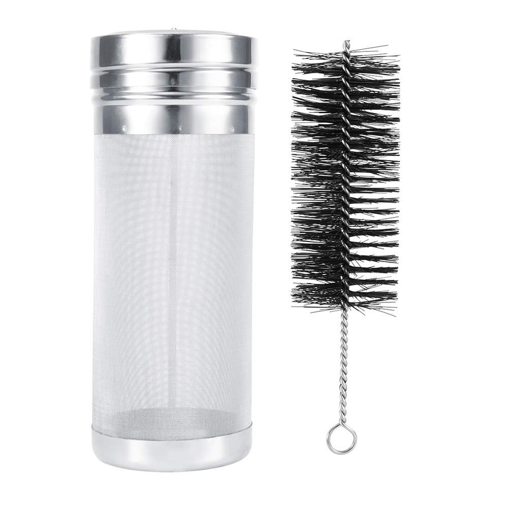 Brew Filter Beer Dry Hopper Filter, Stainless Steel Beer Hop Filter With 300 Micrometers Mesh Cleaning Brush Kit, Hopper Spider Strainer for Homebrew Kegs(7 * 18cm)