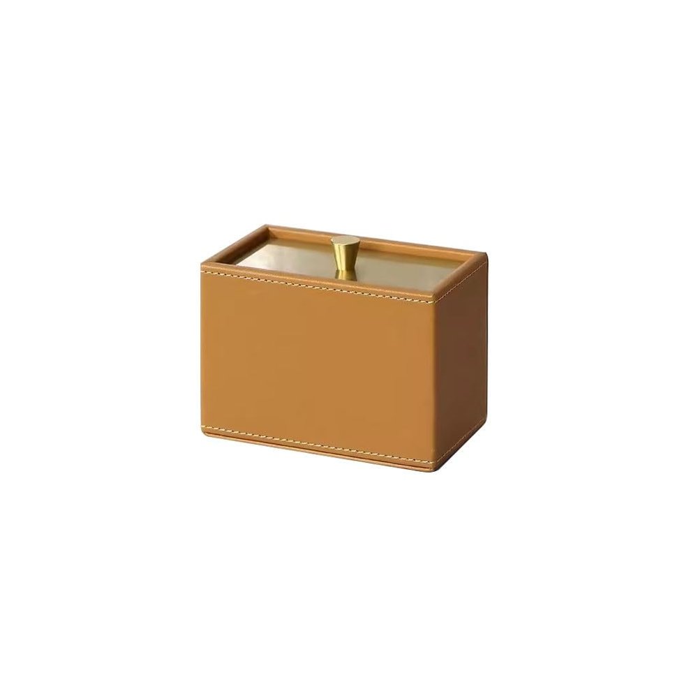 LUNIZ Toothpick Holders Leather Dental Floss Box Creative Cotton Swab Toothpick Storage Household Desktop Toothpick Box Cotton Swab Box Tooth Pick Dispenser (Color : A)