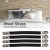 Bed Sheet Fasteners Suspenders Straps, 4pcs Elastic Crisscross Bed Mattress Straps, Double Head Clips Gripper Holder Fasteners Suspender(black) view 2