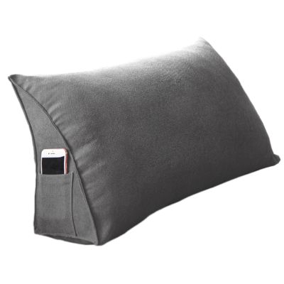 BAGASI Triangular Reading Pillows, Triangle Lumbar Pillows,Bedside Headboard Wedge Reading Pillow, Removable and Washable, for Reading, Gaming,Dark Gray,100 * 35 * 20cm