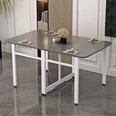 Drop Leaf Dining Table, Modern Folding Dining Table & Expandable Kitchen Table, Folding Kitchen Table for Small Apartments (Color : Dark Gray+White Frame, Size : 140cm)
