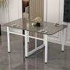 Drop Leaf Dining Table, Modern Folding Dining Table & Expandable Kitchen Table, Folding Kitchen Table for Small Apartments (Color : Dark Gray+White Frame, Size : 140cm) view 1