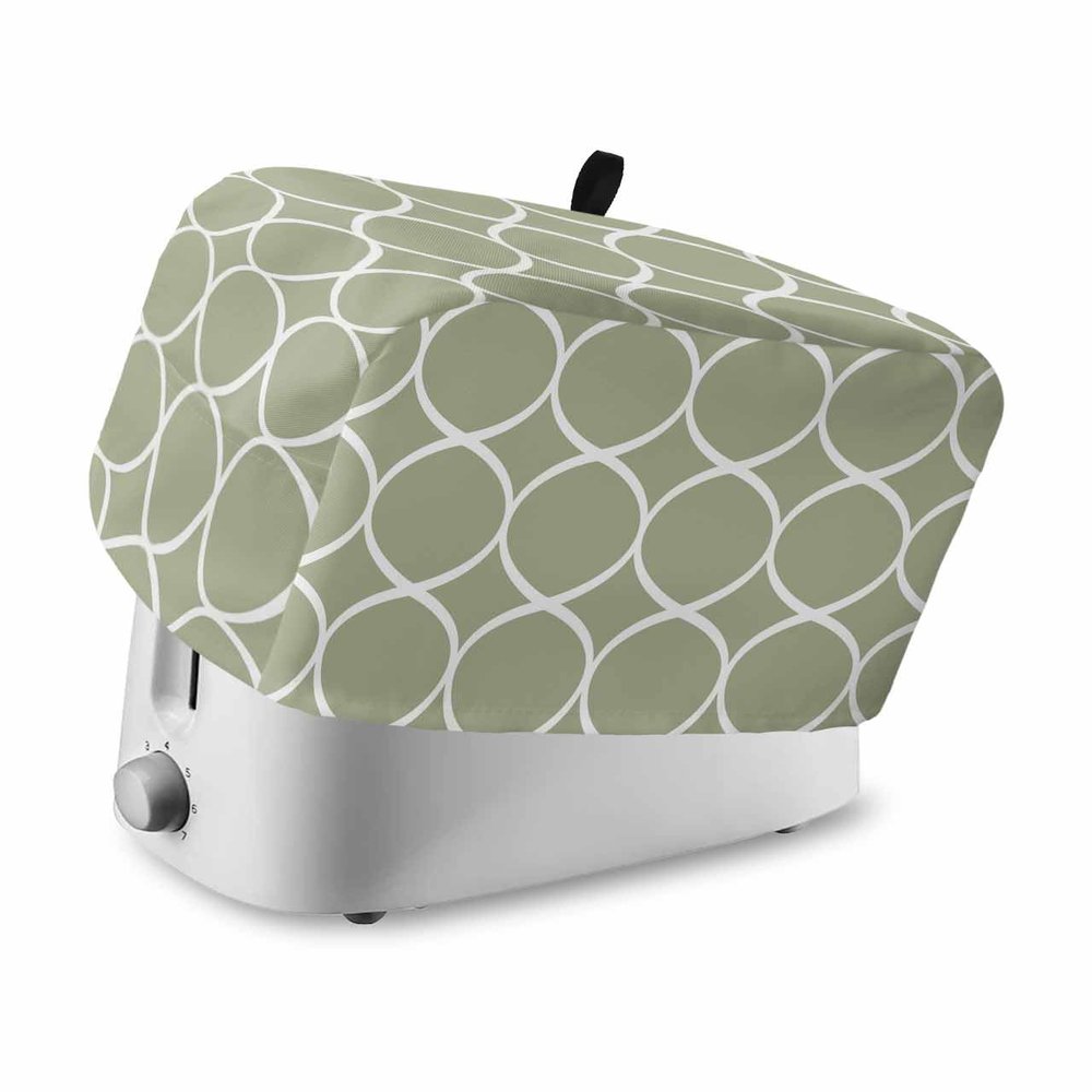 Toaster Dust Cover with Pockets, Abstract Geometric White Line Sage Green Texture Soft Washable 4 Slice Toaster Cover, Dust-proof Cover for Small Appliance Cover and Fingerprint Protection