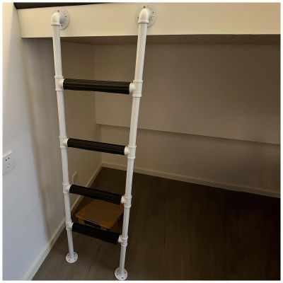 LXLZYXSF Heavy Duty Bunk Bed Ladder with Rungs Pad, Tree Climbing Ladder Basement Emergency Escape Ladder, Wrought Iron Attic Ladder 4 5 6 7 Feet Tall (Color : White, Size : 42inch/3.5ft/107cm H)