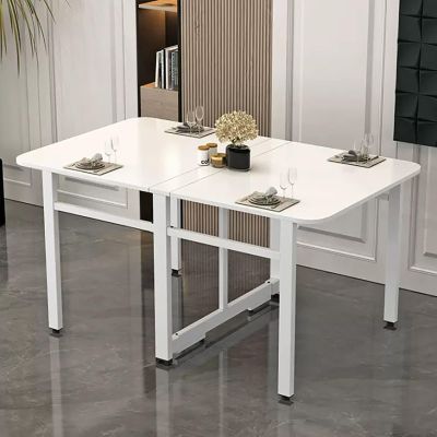 Drop Leaf Dining Table, Modern Folding Dining Table & Expandable Kitchen Table, Folding Kitchen Table for Small Apartments (Color : Pure White+White Frame, Size : 120cm)