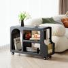 GMBAYUE Accent Side Table, Coffee End Table, Small Spaces Nightstand,Narrow Side Table with Storage, Great for Living Room, Bedroom, Hall (Color : Black) view 1