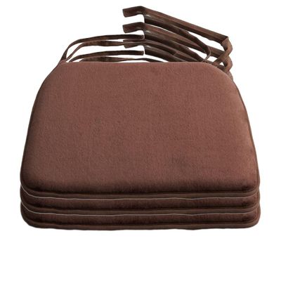 Solid Color Coral Velvet Chair Cushion, Warm Plush Dining Chair Pad Stool Seat Mat with Ties, Soft Non-Slip Chair Pad for Home Office Car (3pcs,Coffee)