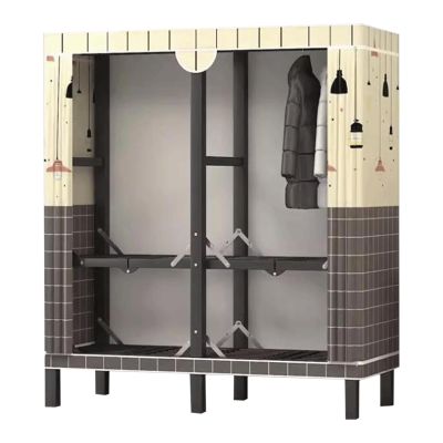 PZEOB Home Closet Simple Wardrobe Metal Steel Rack Clothes Wardrobe Folding Clothing Rack Space Saving Closet Bedroom Armoires