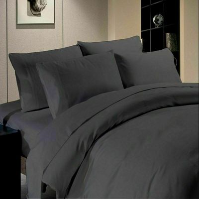 AHJ Beddings 1000 Thread Count 7 Piece Duvet Cover Set (4 pc Sheet Set 8 inch Deep Pocket + 3 pc Duvet Cover Set) 100% Egyptian Cotton - (RV-Short-King Size, Elephant Grey Solid)