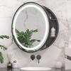Keonjinn 26 Inch Round LED Medicine Cabinet Mirror for Bathroom with Defogger, 3 Color Lighted Medicine Cabinet, Black Round Medicine Cabinets with 2 Plugs, Surface Mount Mirror with Storage view 1
