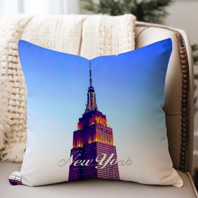 WoGuangis Throw Pillow Covers USA City New York Cushion Covers Watercolor City Landscape Throw Pillow Cities in New York States Pillowcases for Home Sofa 24x24in Housewarming Gift for New Home