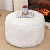 Round Pouf Ottoman Stuffed 20x12 Inches Floor Pouf Chair for Living Room Bedroom Modern Foam Pouf Ottoman Foot Rest for Couch Home Decor Pouffe Ivory view 1