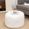Round Pouf Ottoman Stuffed 20x12 Inches Floor Pouf Chair for Living Room Bedroom Modern Foam Pouf Ottoman Foot Rest for Couch Home Decor Pouffe Ivory view 2
