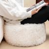Round Pouf Ottoman Stuffed 20x12 Inches Floor Pouf Chair for Living Room Bedroom Modern Foam Pouf Ottoman Foot Rest for Couch Home Decor Pouffe Ivory view 3