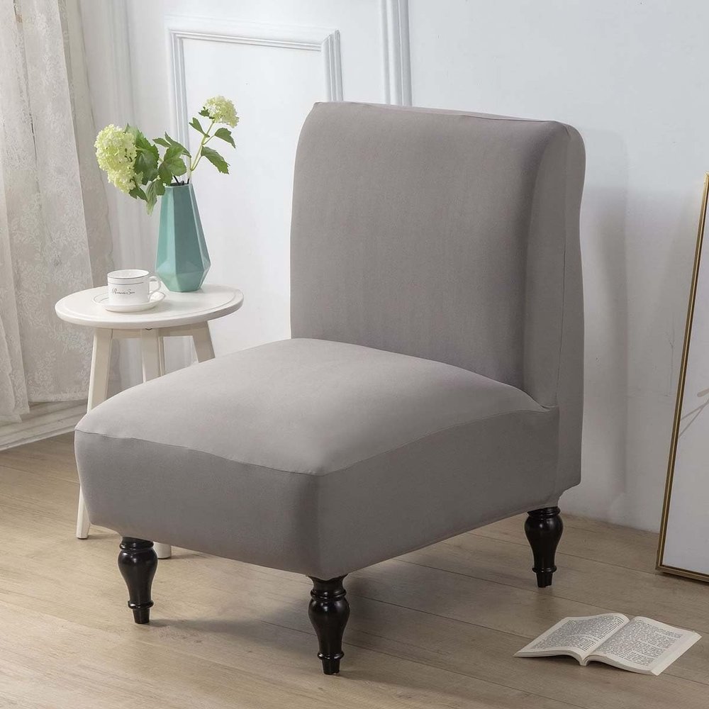 Armless Chair Slipover Elastic 1 Piece Large Size Accent Chair Covers Stretch Living Room Slipper Stretch Sofa Slipcover Spandex Jacquard Fabric Removable Washable Non-Slip For Home Hotel Bedroom ( Co