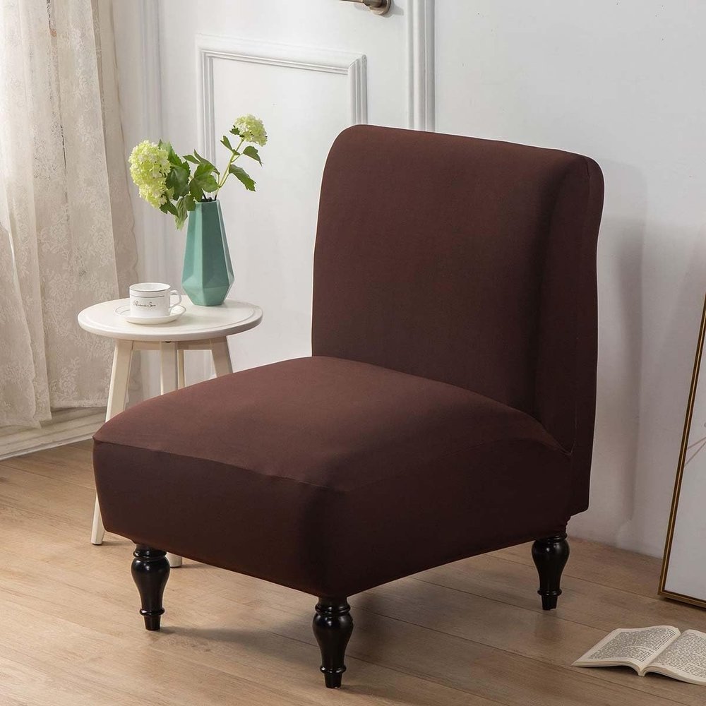 Armless Chair Slipover Elastic 1 Piece Large Size Accent Chair Covers Stretch Living Room Slipper Stretch Sofa Slipcover Spandex Jacquard Fabric Removable Washable Non-Slip For Home Hotel Bedroom ( Co