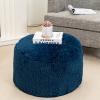 AbunHeri Stuffed Pouf Ottoman with High Density Foam Filler Pouf Stool Round Foot Stool Storage Ottoman 20 * 12''Floor Poufs Foot Rest for Living Room (Navy Blue Pouf with Filler) view 3