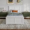 AFI, Charlotte Twin XL Solid Wood Low Profile Platform Bed with Matching Footboard, White view 3