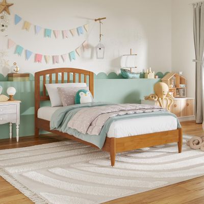 AFI, Quincy Twin Solid Wood Low Profile Platform Bed, Light Toffee