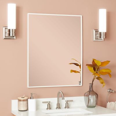 Signature Hardware 953931 Kardon 24" W x 30" H Transitional Rectangular Framed Bathroom Wall Mirror - Satin White
