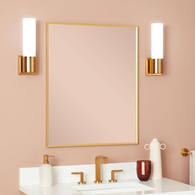 Signature Hardware 953931 Kardon 24" W x 30" H Transitional Rectangular Framed Bathroom Wall Mirror - Satin Gold