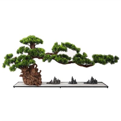 Artificial Small Bonsai Tree Artificial Plants Bonsai Tree Faux Plants Desk Display, Simulation Pine Tree Potted Plant For Home Decoration Garden Feng Shui Decoration Living Room Fake Plant Greenery D