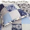 Cozy Line Home Fashions 100% Cotton Patchwork Blue Floral Garden Reversible Coverlet, Bedspread, Quilt Bedding Set (Azure Patchwork, Queen - 3 Piece) view 2
