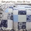 Cozy Line Home Fashions 100% Cotton Patchwork Blue Floral Garden Reversible Coverlet, Bedspread, Quilt Bedding Set (Azure Patchwork, Queen - 3 Piece) view 3