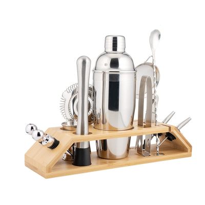 Cocktail Shaker Drink Mixer Set Martini Shaker Cocktail Shaker Set by Drink Mixer Set with Bar Tools, Sleek Bamboo Stand,13-Piece Set Shaker for Bartending (Color : B)