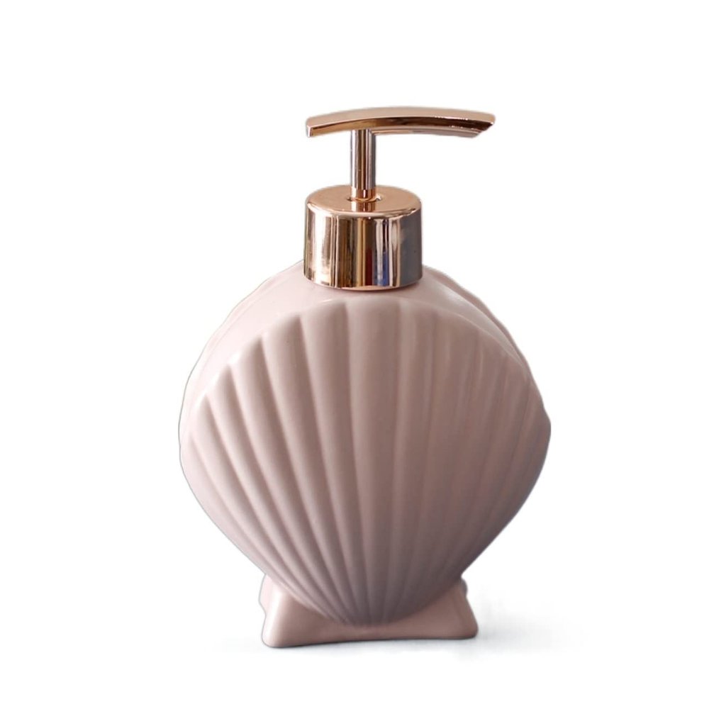 Soap Dispenser Kitchen Ceramic Bathroom Lotion Bottle Hotel Soap Squeezer Shell Shaped Dishwashing Liquid Dispenser 280ml/9.8oz Shampoo and Conditioner Dispenser (Color : B)