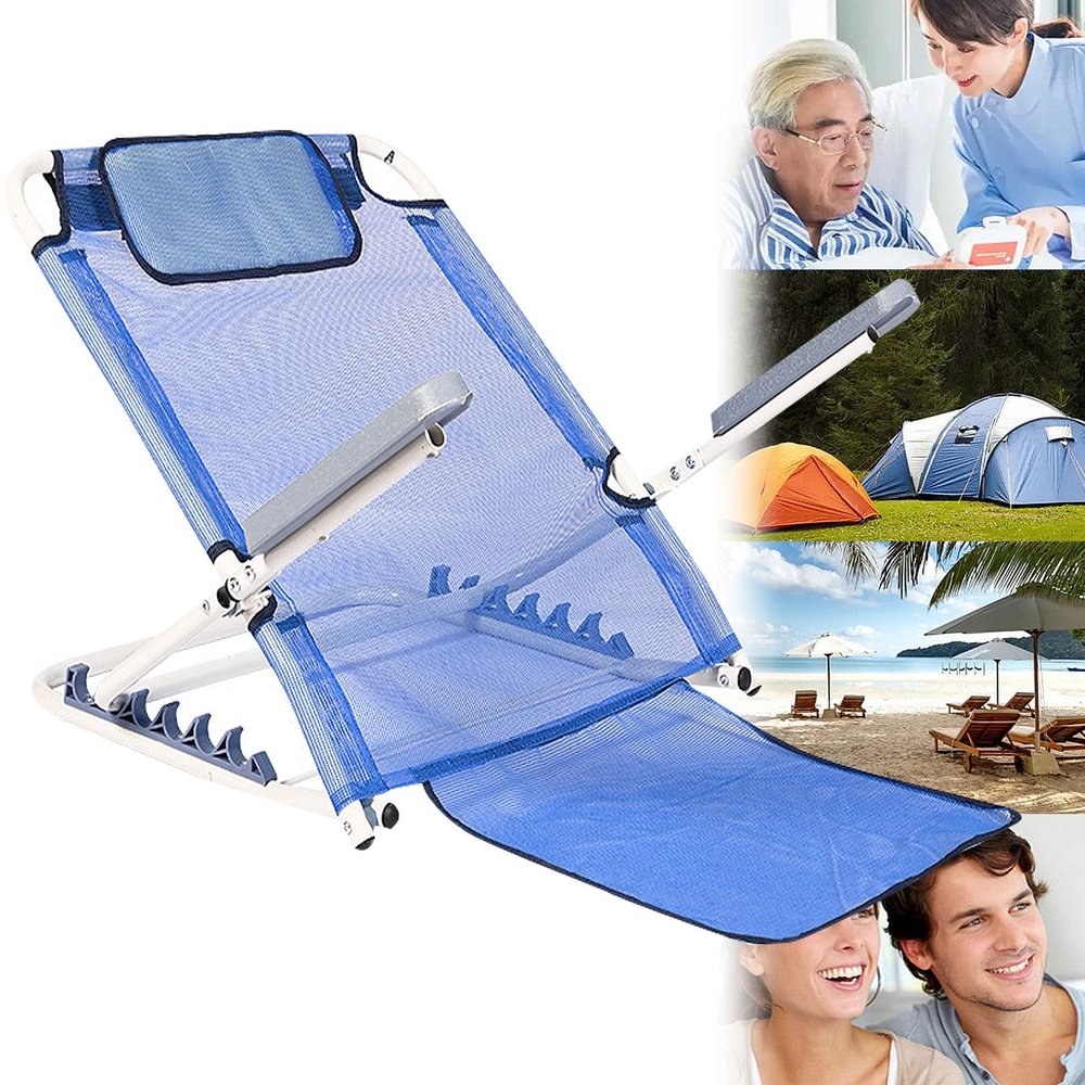 LxuRY Adjustable Angle Back Rest to Support Sitting Up in Bed Mesh Breathable Fabric Bed Back Rest Bed Support Sit Up or Reclined Position, Includes Head Pillow, 6-Gears