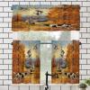 Brebasf Rustic Oil Painting Hunting Theme Window Treatment Valances,Abstract Fall Forest Dog Birds Chickens Ducks Rod Pocket Curtains Valance for Bedroom Curtain-1 Valance(54"x18")&2 Tiers(27.5"x24") view 1