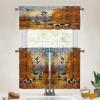 Brebasf Rustic Oil Painting Hunting Theme Window Treatment Valances,Abstract Fall Forest Dog Birds Chickens Ducks Rod Pocket Curtains Valance for Bedroom Curtain-1 Valance(54"x18")&2 Tiers(27.5"x24") view 4