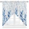 Alandar Home Blue Summer Leaves Branches Swag Valance for Window, Privacy Curtain Valances, Natural Plants on White Curtain Swag with Pole Pocket for Living Room, Bedroom - 36x45in*2 view 1