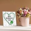 Sokomurg Happy St Patricks Day Sign Wooden St Patricks Day Tables Decorations Wall Office Desk Top Shelf St Patricks Day Wood Decoration for Indoor Home Farmhouse Irish Holiday Decor 8inch view 2